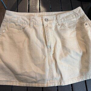 White Denim Mini Skirt Stretch Cotton Casual Summer Medium
